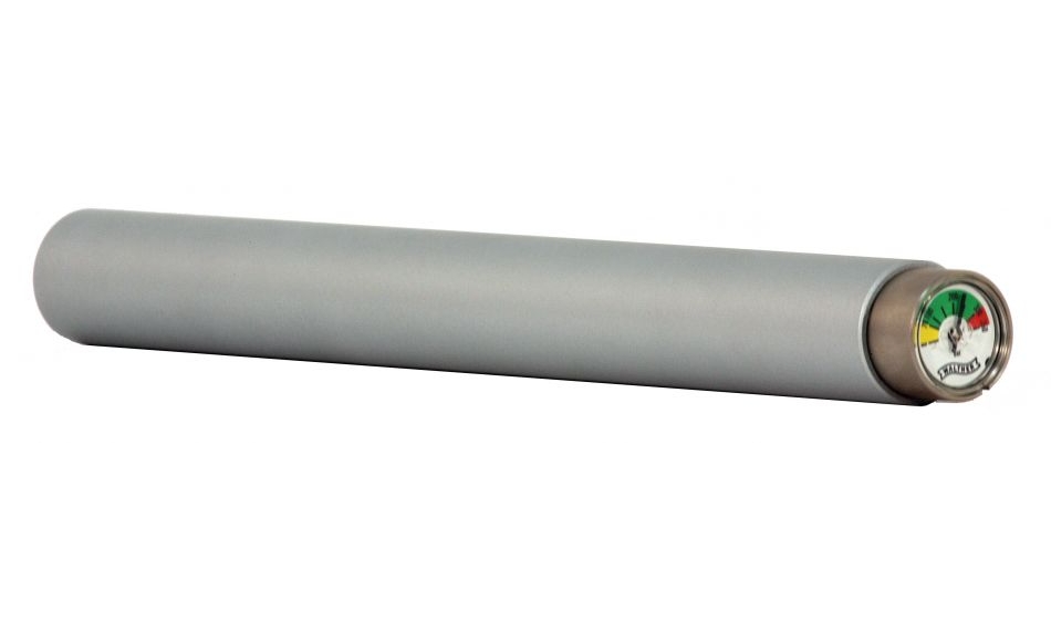 Aluminium compressed air cylinder 300 bar, silver, 181 ccm, 460 g, with pressure gauge